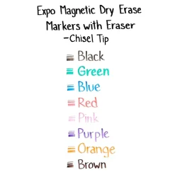 Markers|Expo Magnetic Dry Erase Markers, Chisel Tip, Assorted, 8/Pack (1944741)