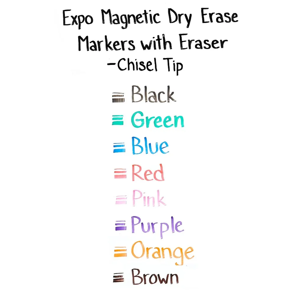 Markers|Expo Magnetic Dry Erase Markers, Chisel Tip, Assorted, 8/Pack (1944741)