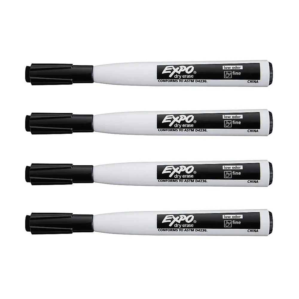 Markers|Expo Magnetic Dry Erase Markers, Fine Tip, , 4/Pack (1944745) Black