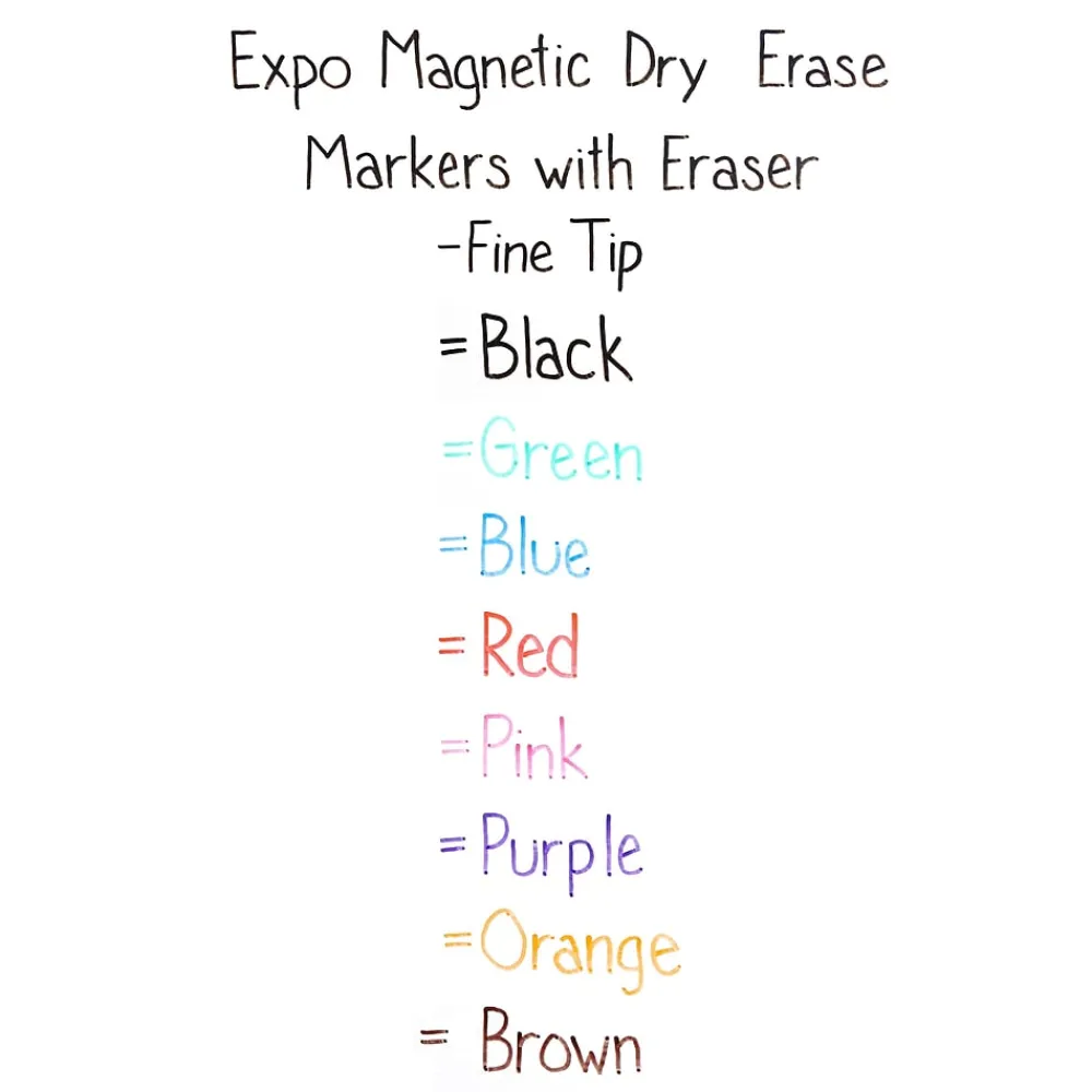 Markers|Expo Magnetic Tank Dry Erase Marker, Fine Tip, Assorted, 8/Pack (1944748)