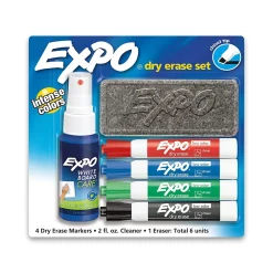 Markers|Expo Tank Dry Erase Marker, Chisel Tip, Assorted, Starter Set/Kit (80653)