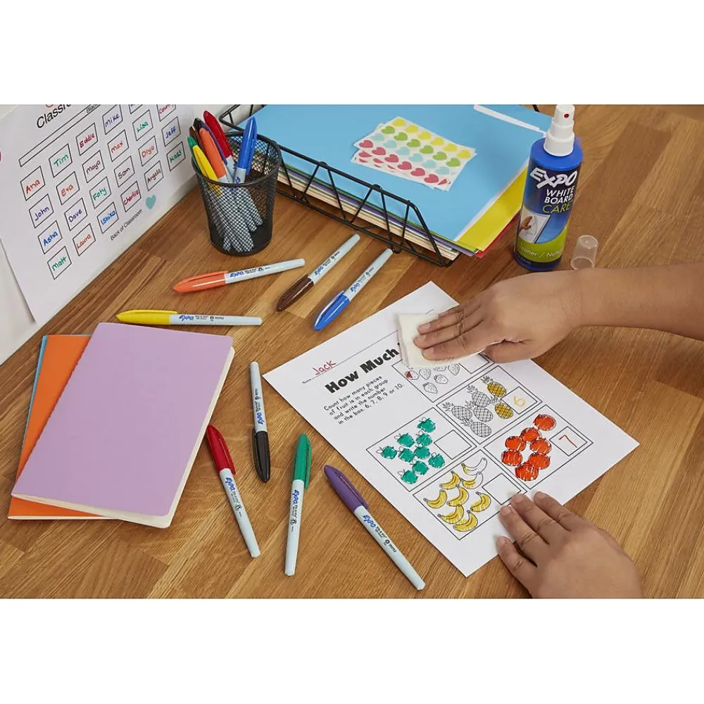 Markers|Expo Vis-A-Vis Wet Erase Markers, Fine Point, Black, Dozen (16001)