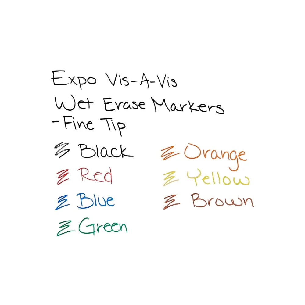 Markers|Expo Vis-a-Vis Wet Erase Markers, Fine Point, Assorted, 4/Pack (16074/2134341)