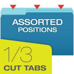 File Folders|Pendaflex File Folders, Recycled, 2-Tone , Legal Size, Top Tab, 1/3 Cut, 100/Box Blue
