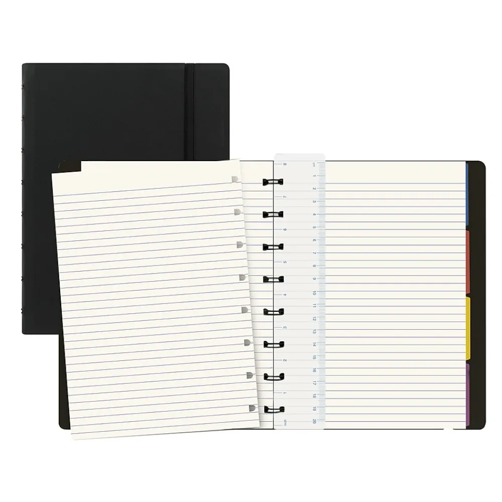 Notebooks|Filofax A5 Classic Bright 4-Subject Professional Notebooks, 5.8" x 8.25", College Ruled, 56 Sheets, Black (B115007U)
