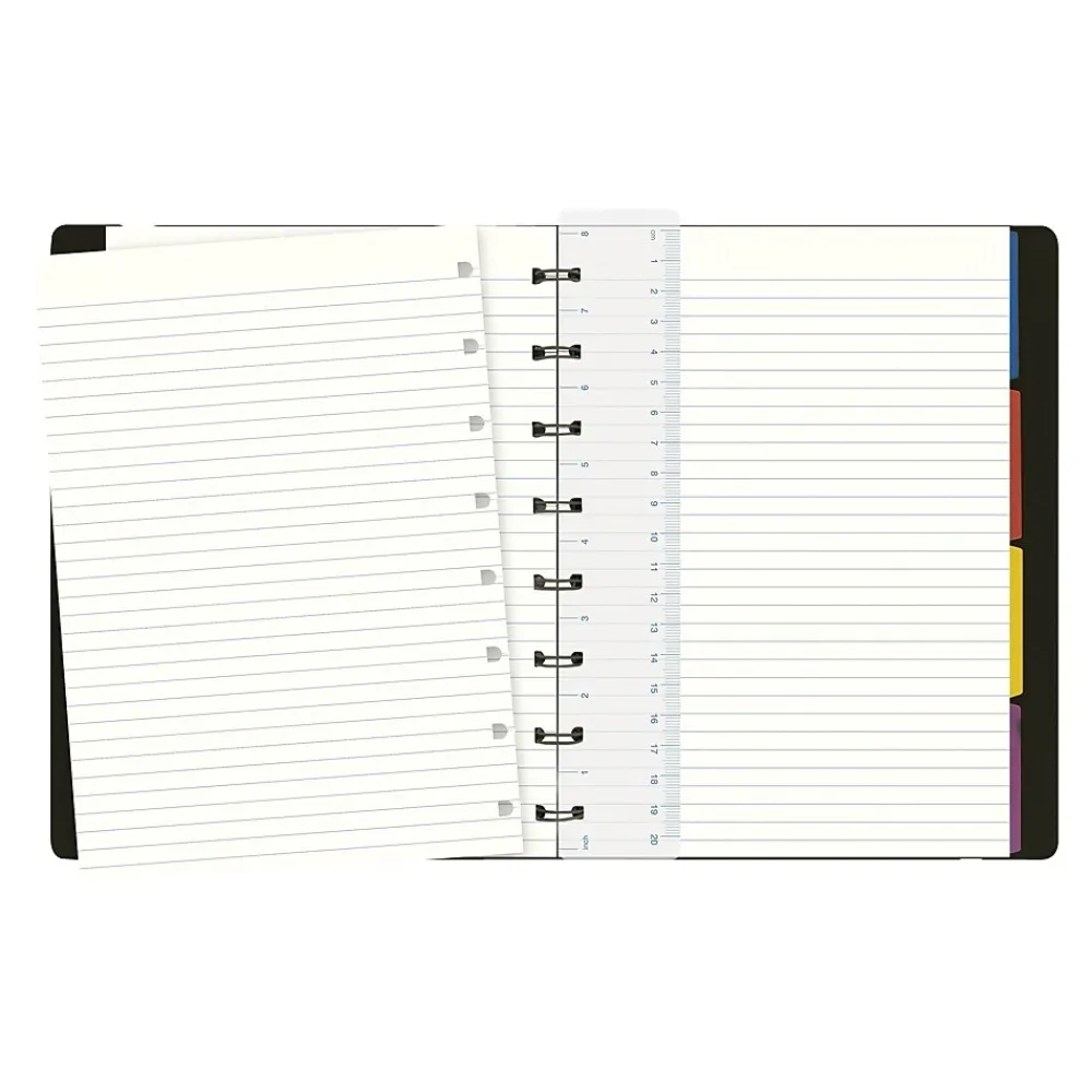 Notebooks|Filofax A5 Classic Bright 4-Subject Professional Notebooks, 5.8" x 8.25", College Ruled, 56 Sheets, Black (B115007U)