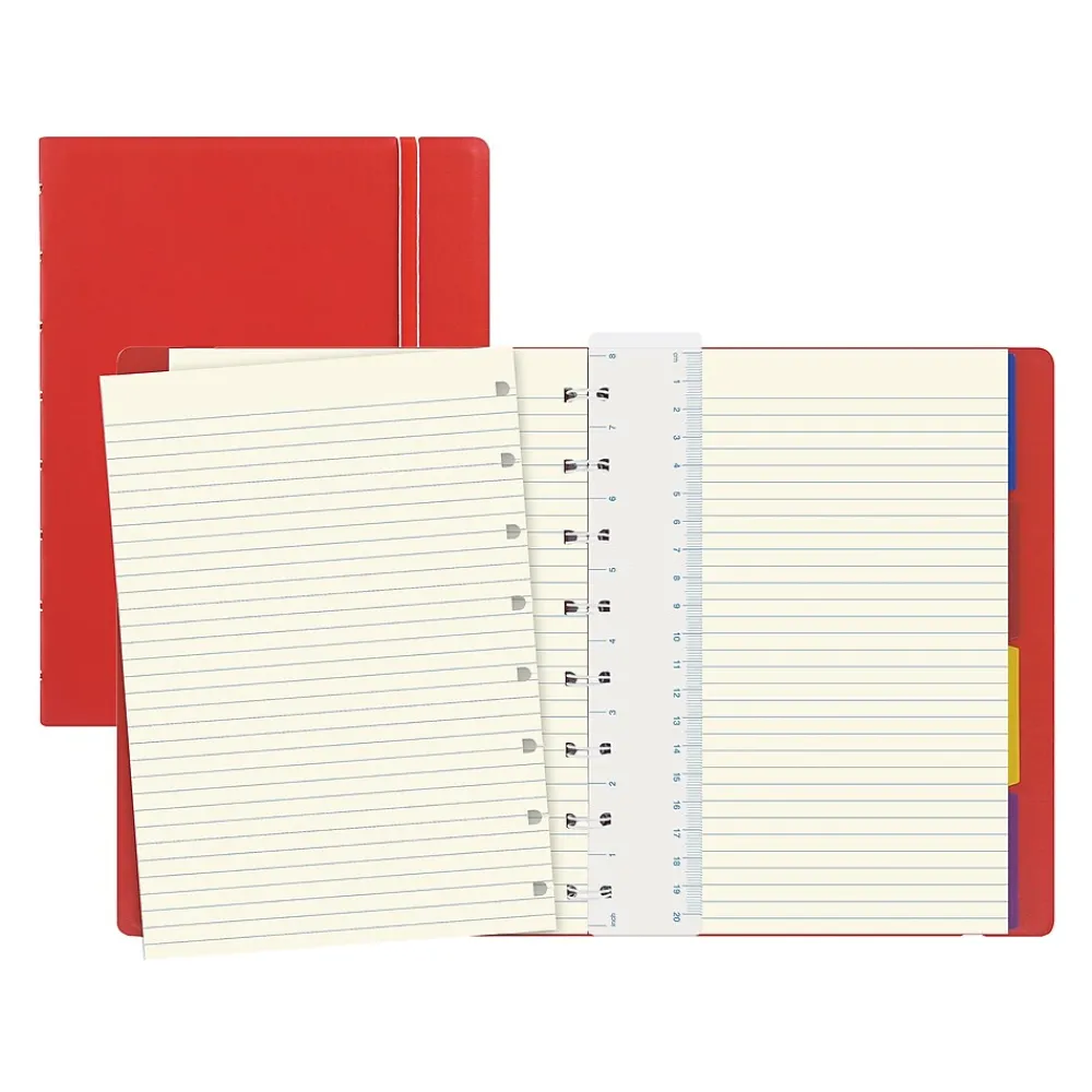 Notebooks|Filofax A5 Classic Bright 4-Subject Professional Notebooks, 5.8" x 8.25", College Ruled, 56 Sheets, Red (B115008U)