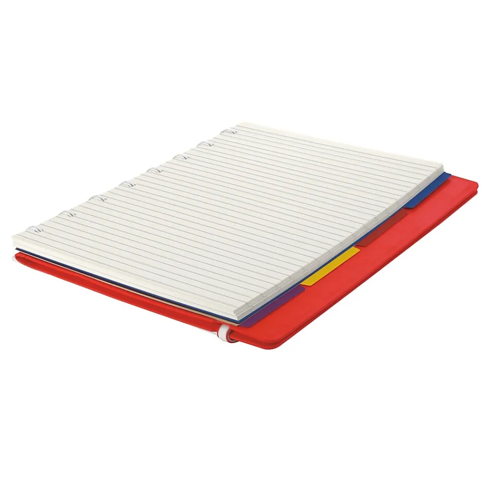 Notebooks|Filofax A5 Classic Bright 4-Subject Professional Notebooks, 5.8" x 8.25", College Ruled, 56 Sheets, Red (B115008U)