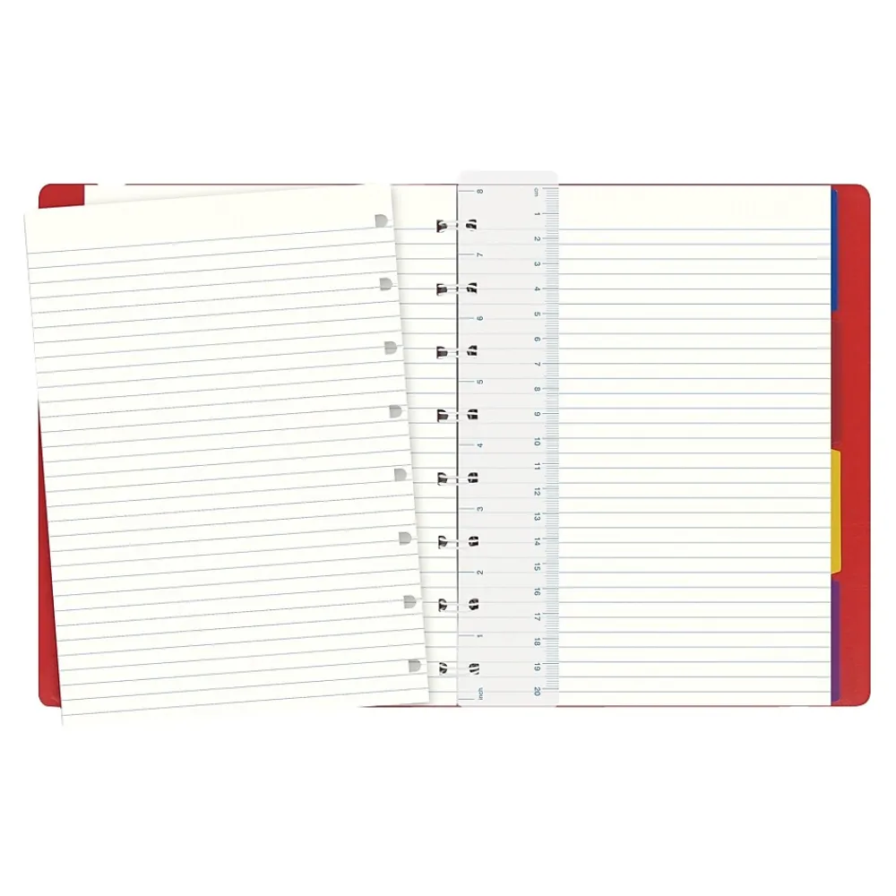 Notebooks|Filofax A5 Classic Bright 4-Subject Professional Notebooks, 5.8" x 8.25", College Ruled, 56 Sheets, Red (B115008U)