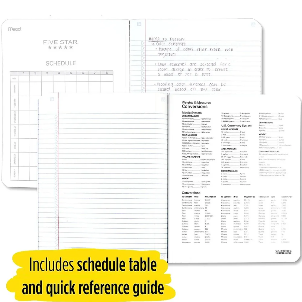 Composition Notebooks|Five Star Composition Notebooks, 7.5" x 9.7", College Ruled, 100 Sheets, Each (9120)