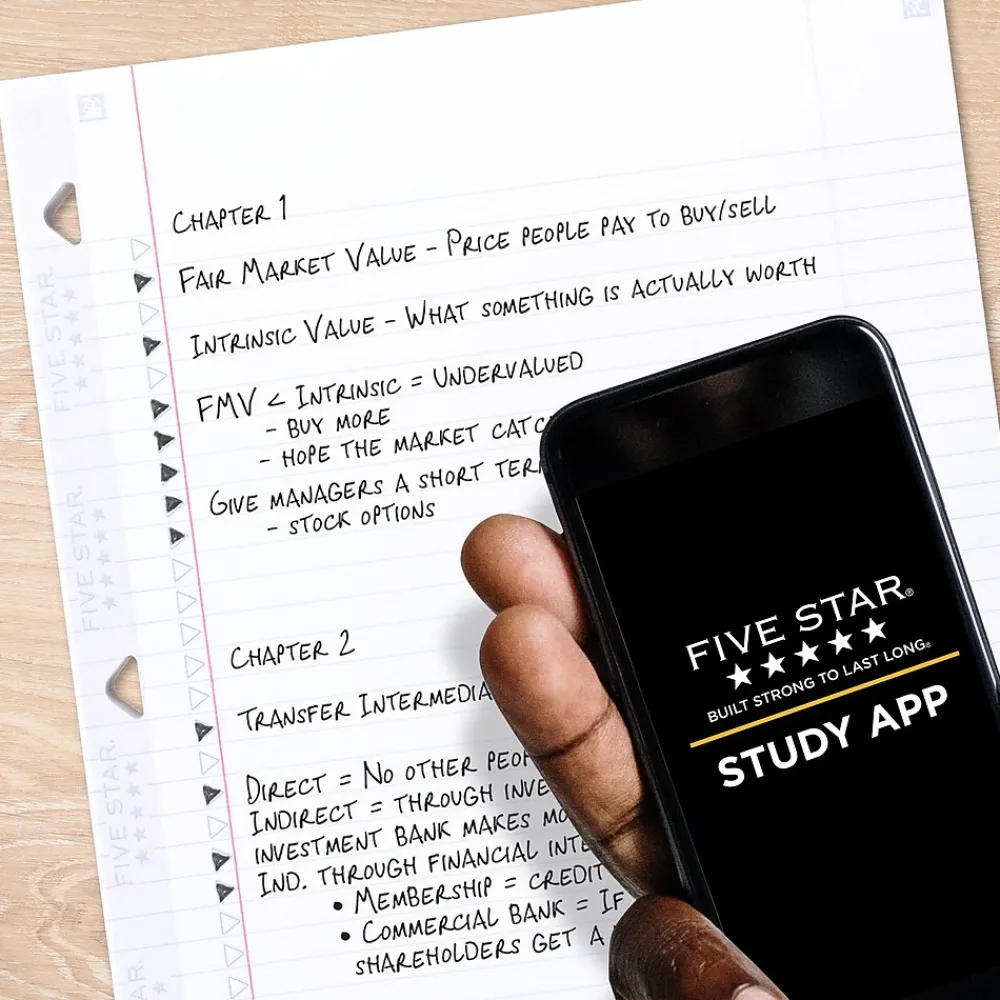 Filler Paper|Five Star Reinforced College Ruled Filler Paper, 8.5" x 11", 3-Hole Punched, 80 Sheets/Pack (170102/170035)