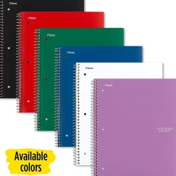 Subject Notebooks|Five Star 1-Subject Notebooks, 8.5" x 11", College Ruled, 100 Sheets (06206/08076) Assorted
