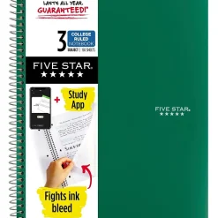 Notebooks|Five Star 3-Subject Notebooks, 8.5" x 11", College Ruled, 150 Sheets (06050/06210) Assorted