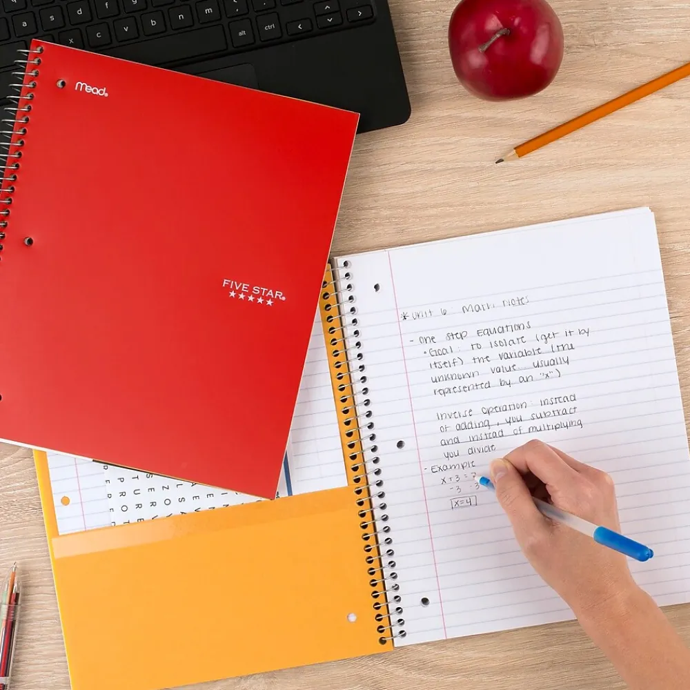 Subject Notebooks|Five Star 1-Subject Notebooks, 8" x 10.5", Wide Ruled, 100 Sheets, Each (05238/07635)