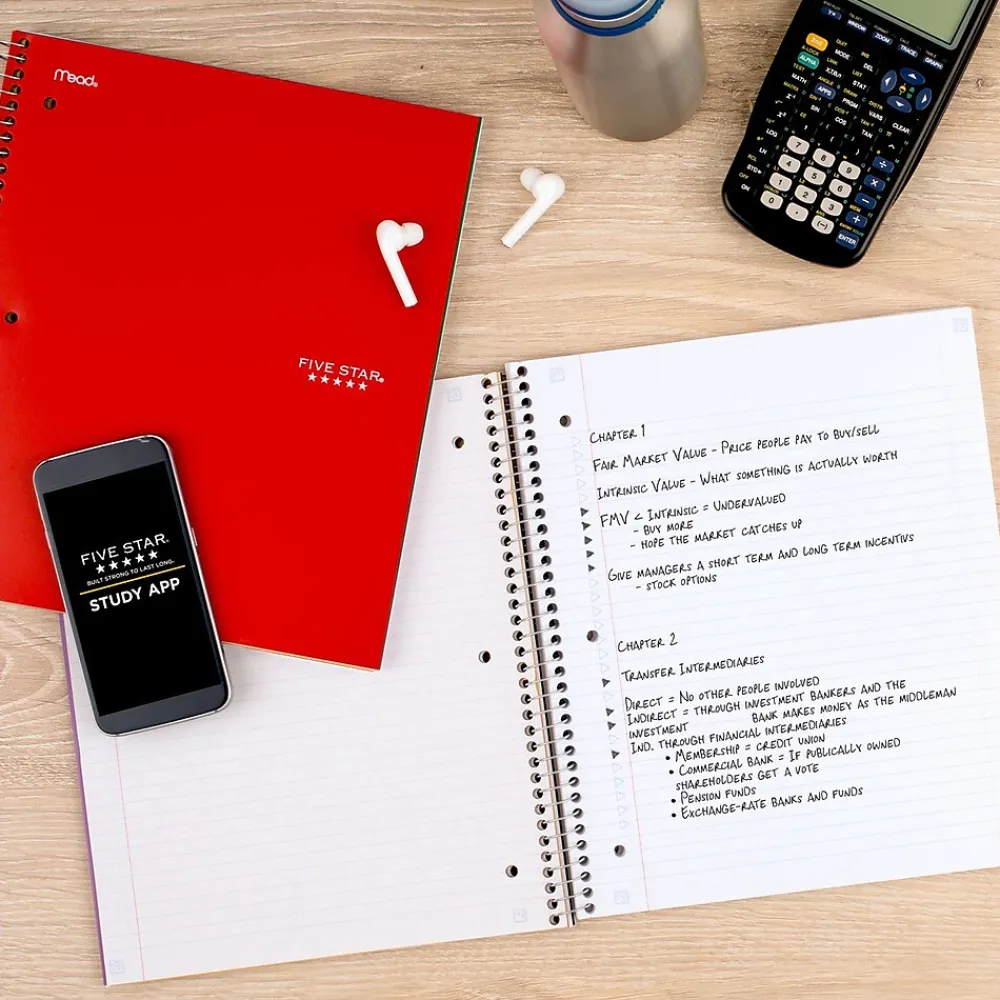 Subject Notebooks|Five Star 5-Subject Subject Notebooks, 8.5" x 11", College Ruled, 200 Sheets (06112/06208) Assorted