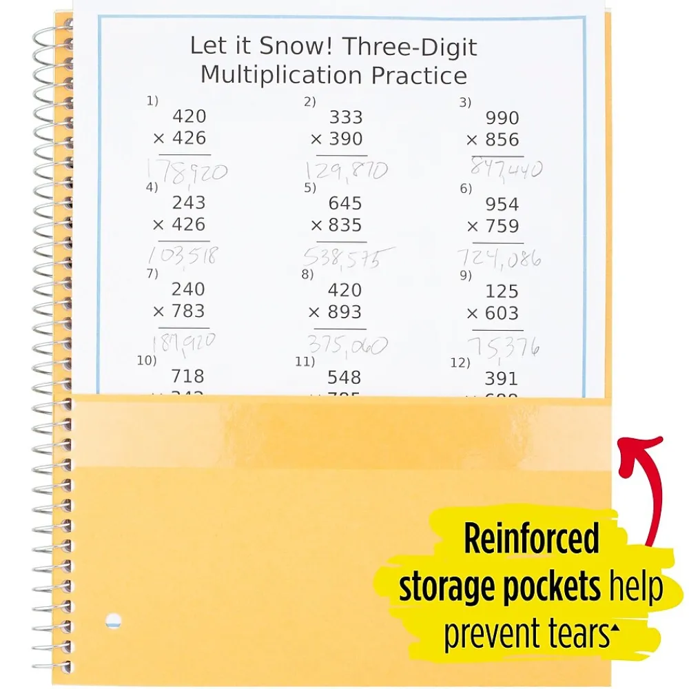 Subject Notebooks|Five Star 3-Subject Wirebound Notebook, 8-1/2" x 11", College Ruled, 150 Sheets, (72065) Red