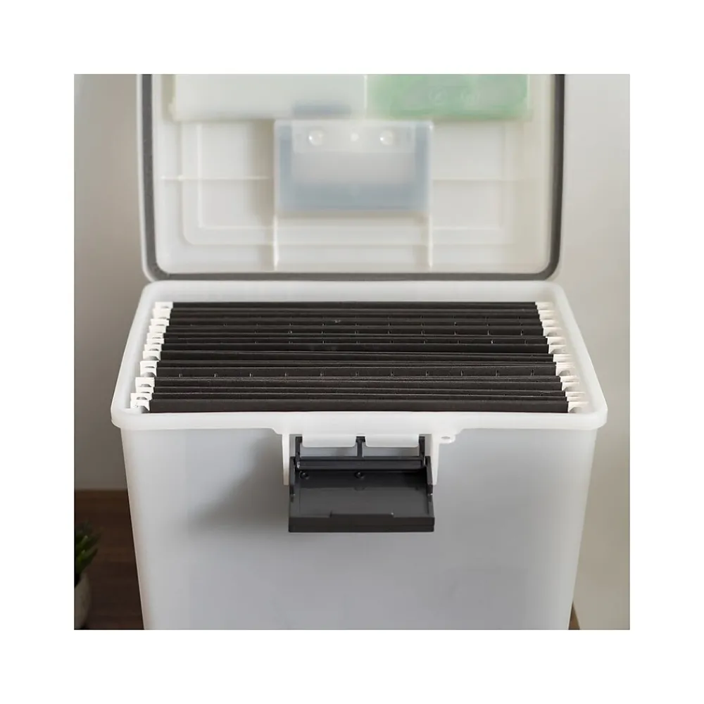 File Storage|Iris WeatherPro Plastic File Box with Latching Lid, Letter/Legal Size, Clear, 4/Pack (110350)