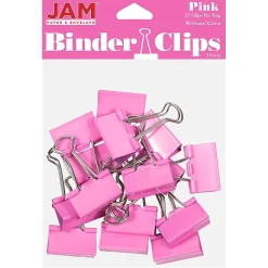 Clips & Fasteners|JAM Paper Colored Binder Clips, Medium, 5/8" Capacity, , 15/Pack (339BCPI) Pink