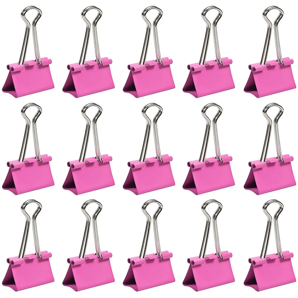 Clips & Fasteners|JAM Paper Colored Binder Clips, Medium, 5/8" Capacity, , 15/Pack (339BCPI) Pink