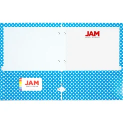 Pocket Folders|JAM Paper Glossy 3-Hole Punched 2-Pocket Folders, Multicolored, Assorted Polka Dot, 6/Pack (31237926)