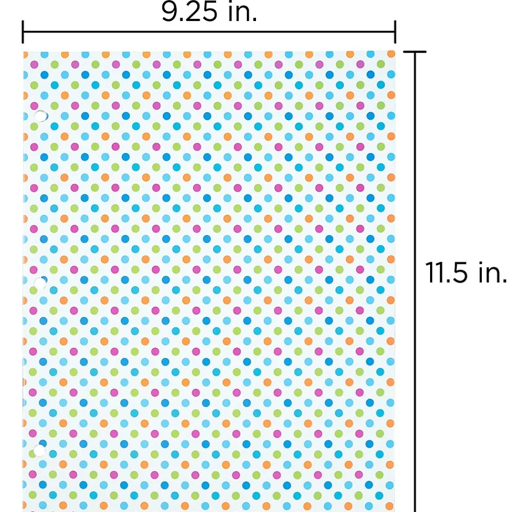 Pocket Folders|JAM Paper Glossy 3-Hole Punched 2-Pocket Folders, Multicolored, Assorted Polka Dot, 6/Pack (31237926)