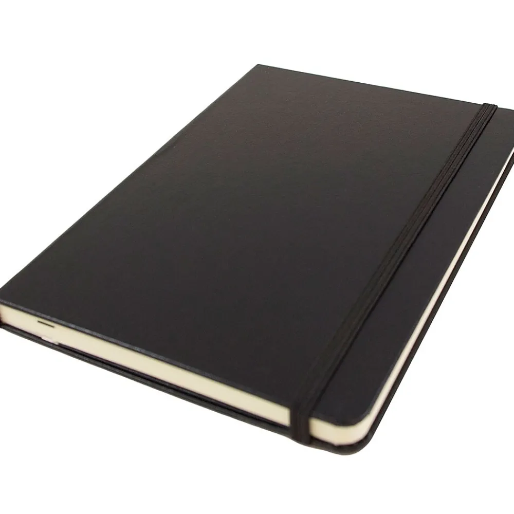 Notebooks|JAM Paper Hardcover Notebook with Elastic, Medium Journal, 5 x 7, Black, 100 Lined Sheets, Sold Individually (340526601)