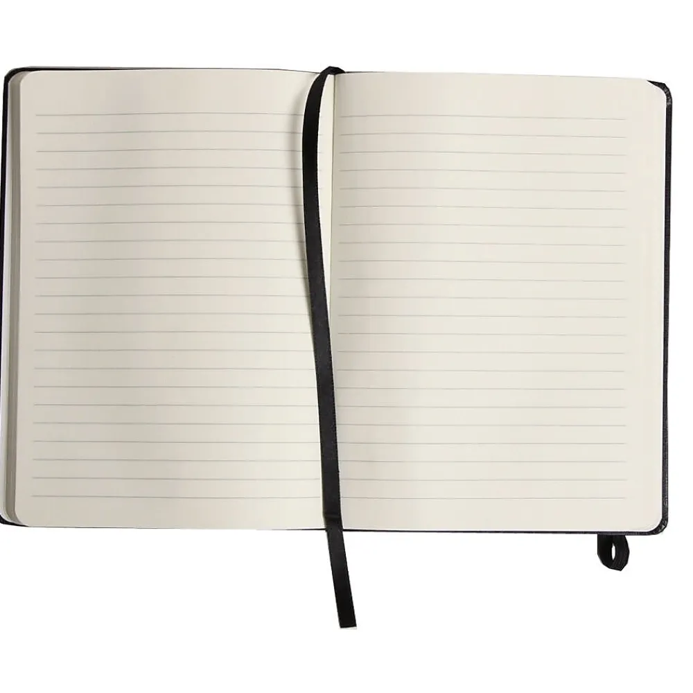 Notebooks|JAM Paper Hardcover Notebook with Elastic, Medium Journal, 5 x 7, Black, 100 Lined Sheets, Sold Individually (340526601)