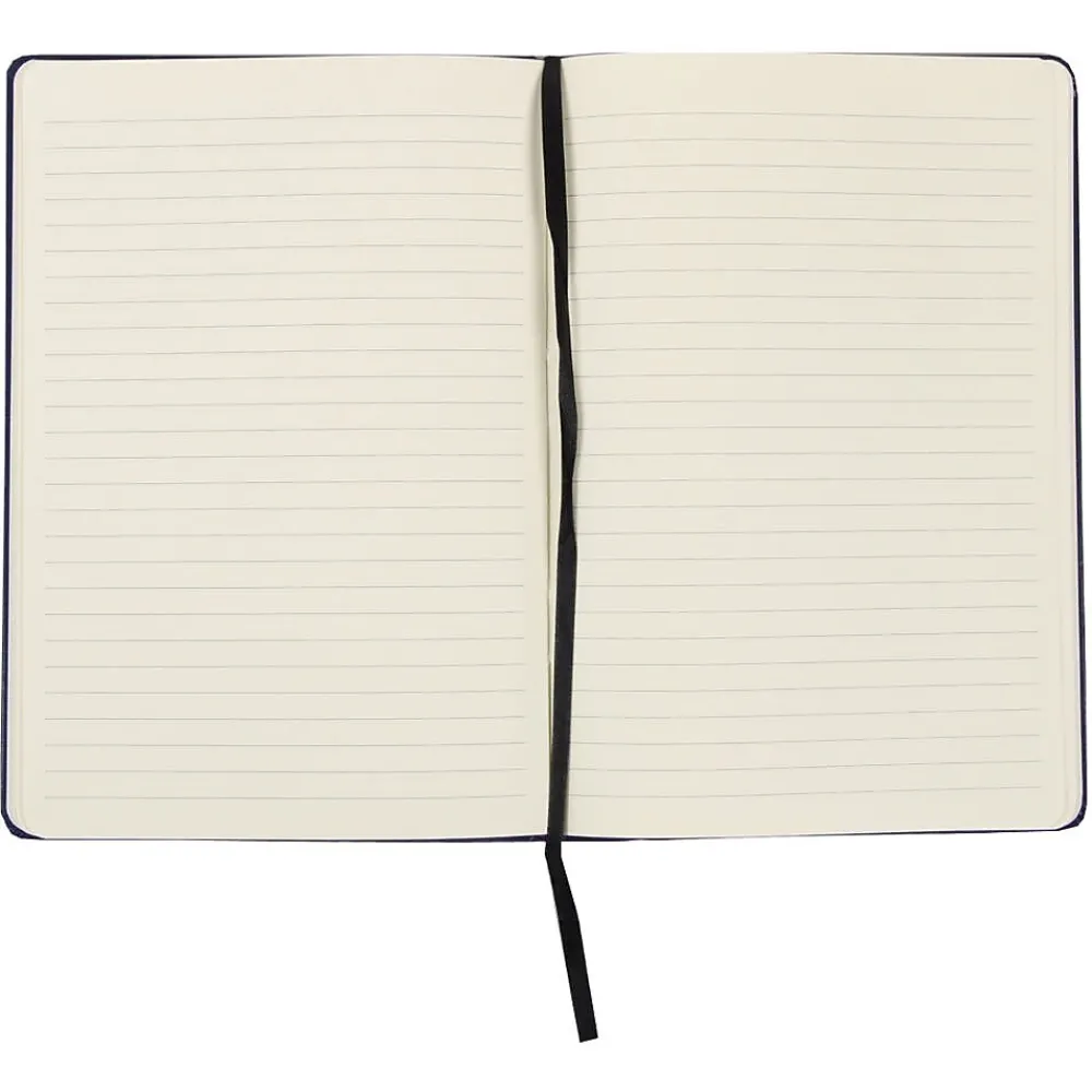 Journals|JAM Paper Hardcover Notebook with Elastic, Large Journal, 5 7/8 x 8 1/2, Blue, 100 Lined Sheets, Sold Individually (340526607)