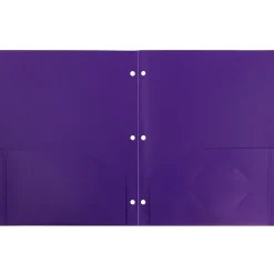Pocket Folders|JAM Paper Heavy Duty 3 Hole Punch Two-Pocket Plastic Folders, , 6/Pack (383HHPPUB) Purple