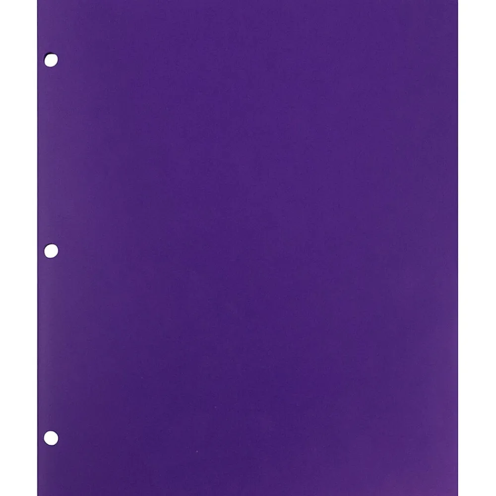 Pocket Folders|JAM Paper Heavy Duty 3 Hole Punch Two-Pocket Plastic Folders, , 6/Pack (383HHPPUB) Purple