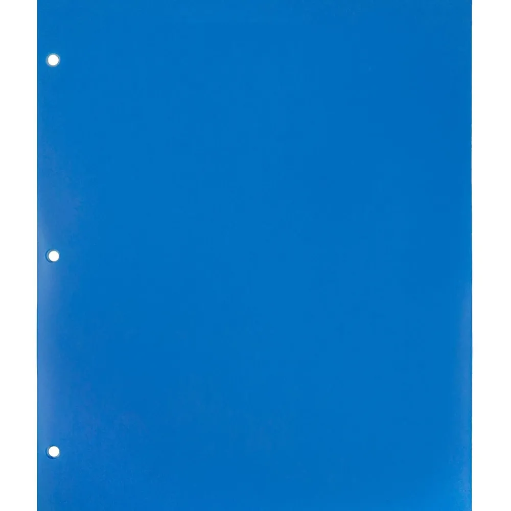 Pocket Folders|JAM Paper Heavy Duty 3 Hole Punch Two-Pocket Plastic Folders, Blue, 6/Pack (383HPBBUB)