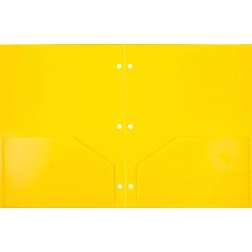 Pocket Folders|JAM Paper Heavy Duty 3 Hole Punch 2 Pocket Folder, Plastic, Assorted Primary Colors, 12/Pack (383HHPrgbypblb)