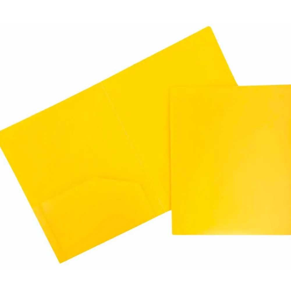 Pocket Folders|JAM Paper Heavy Duty 2-Pocket Plastic Folders, , 6/Pack (383HYED) Yellow