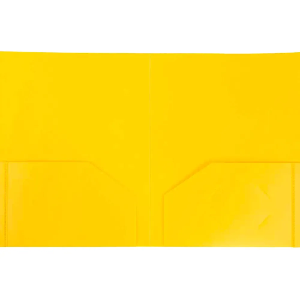 Pocket Folders|JAM Paper Heavy Duty 2-Pocket Plastic Folders, , 6/Pack (383HYED) Yellow