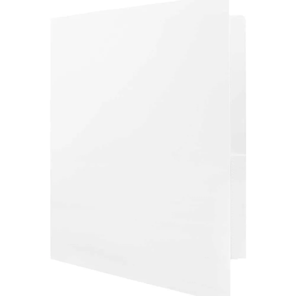 Pocket Folders|JAM Paper Heavy Duty Two-Pocket Plastic Folders, White, 6/Pack (383HWHD)