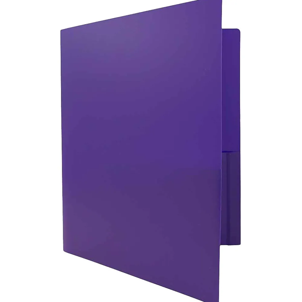 Pocket Folders|JAM Paper Heavy Duty Two-Pocket Plastic Folders, Purple, 108/Pack (0946179B)