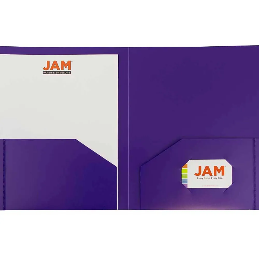 Pocket Folders|JAM Paper Heavy Duty Two-Pocket Plastic Folders, Purple, 6/Pack (383NPURPLED)