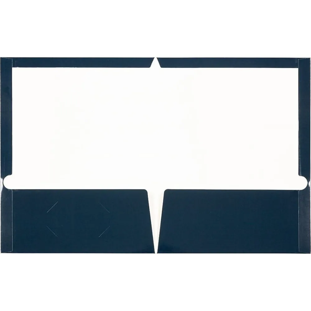 Pocket Folders|JAM Paper Laminated Two Glossy 2 Pocket Cardstock Presentation Folder, Navy Blue, 50/Box (5042523C)