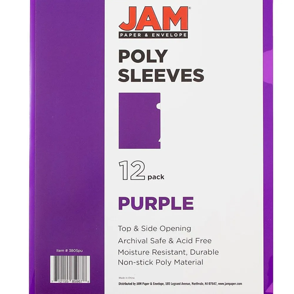 Sheet Protectors|JAM Paper ® Plastic Sleeves, 9" x 12", Purple, Dozen (38OSPU)