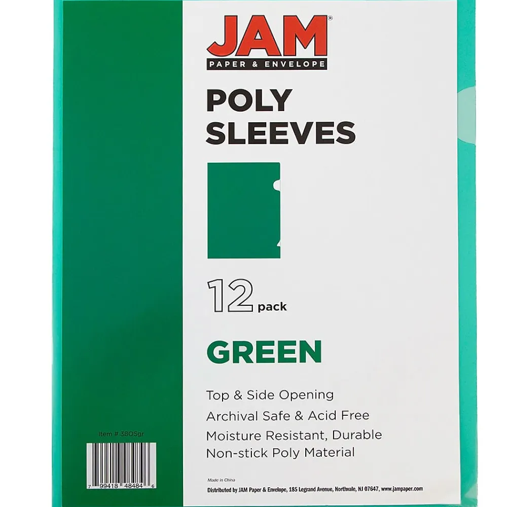 Sheet Protectors|JAM Paper ® Plastic Sleeves, 9" x 12", Green, 12/Pack (226325846)