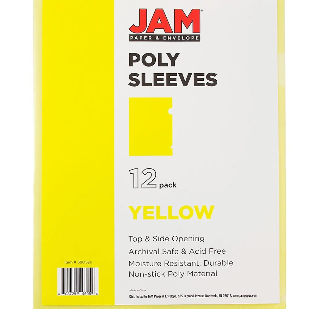 Sheet Protectors|JAM Paper Plastic Sleeves, 9" x 12", Yellow, 12/Pack (2226316991)