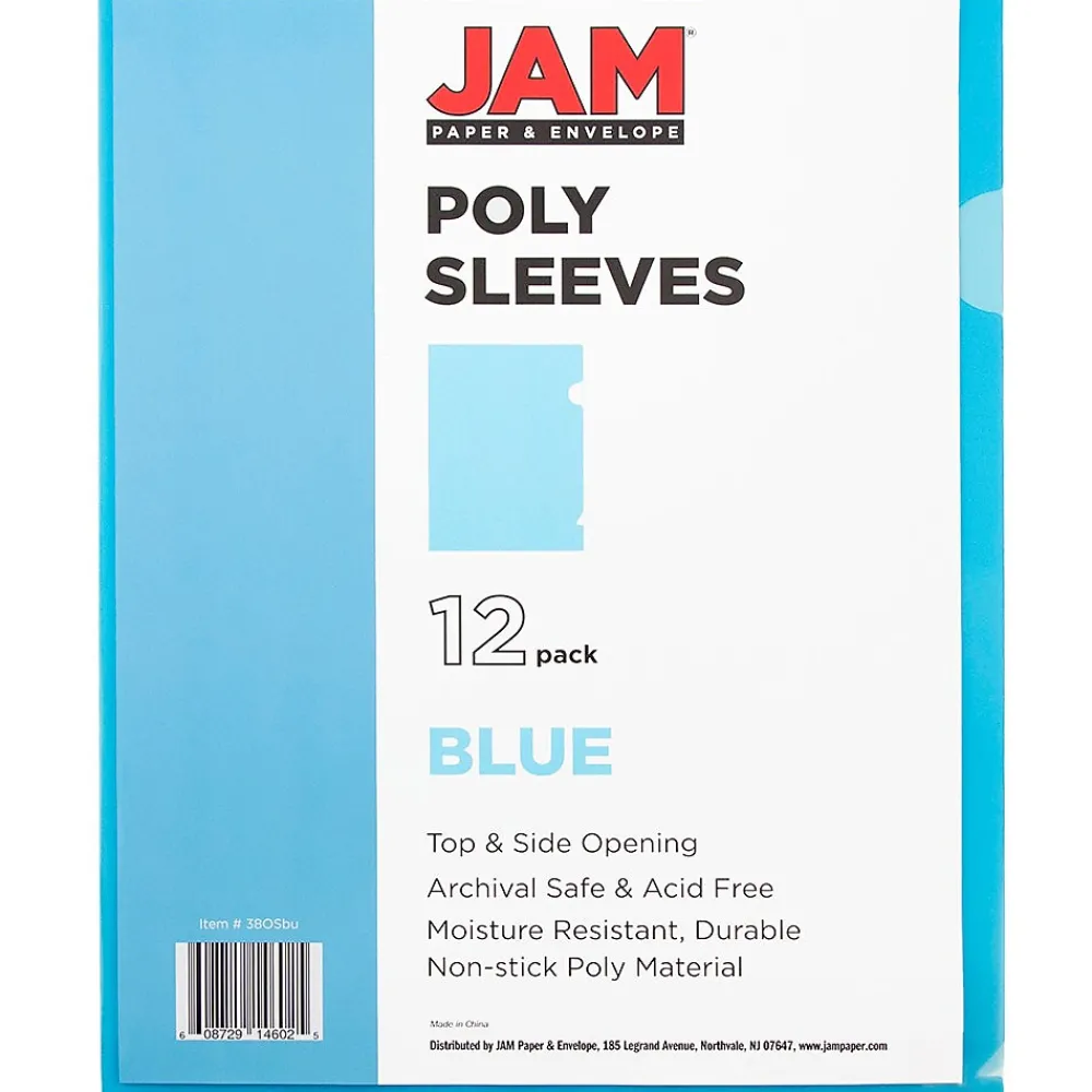 Sheet Protectors|JAM Paper Plastic Sleeves, 9" x 12", Blue, 12/Pack (2226316987)