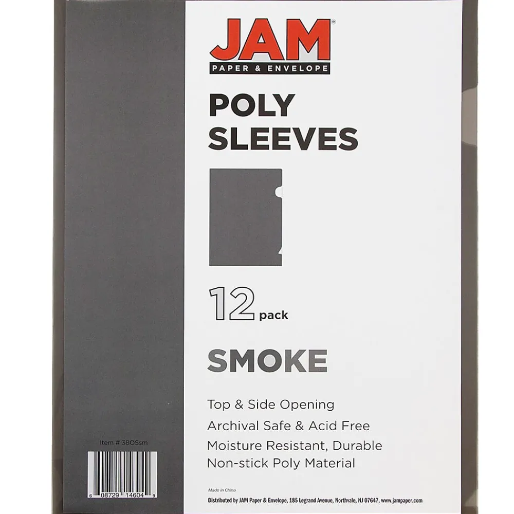 Sheet Protectors|JAM Paper ® Plastic Sleeves, 9" x 12", Smoke Gray, 12/Pack (2226316990)