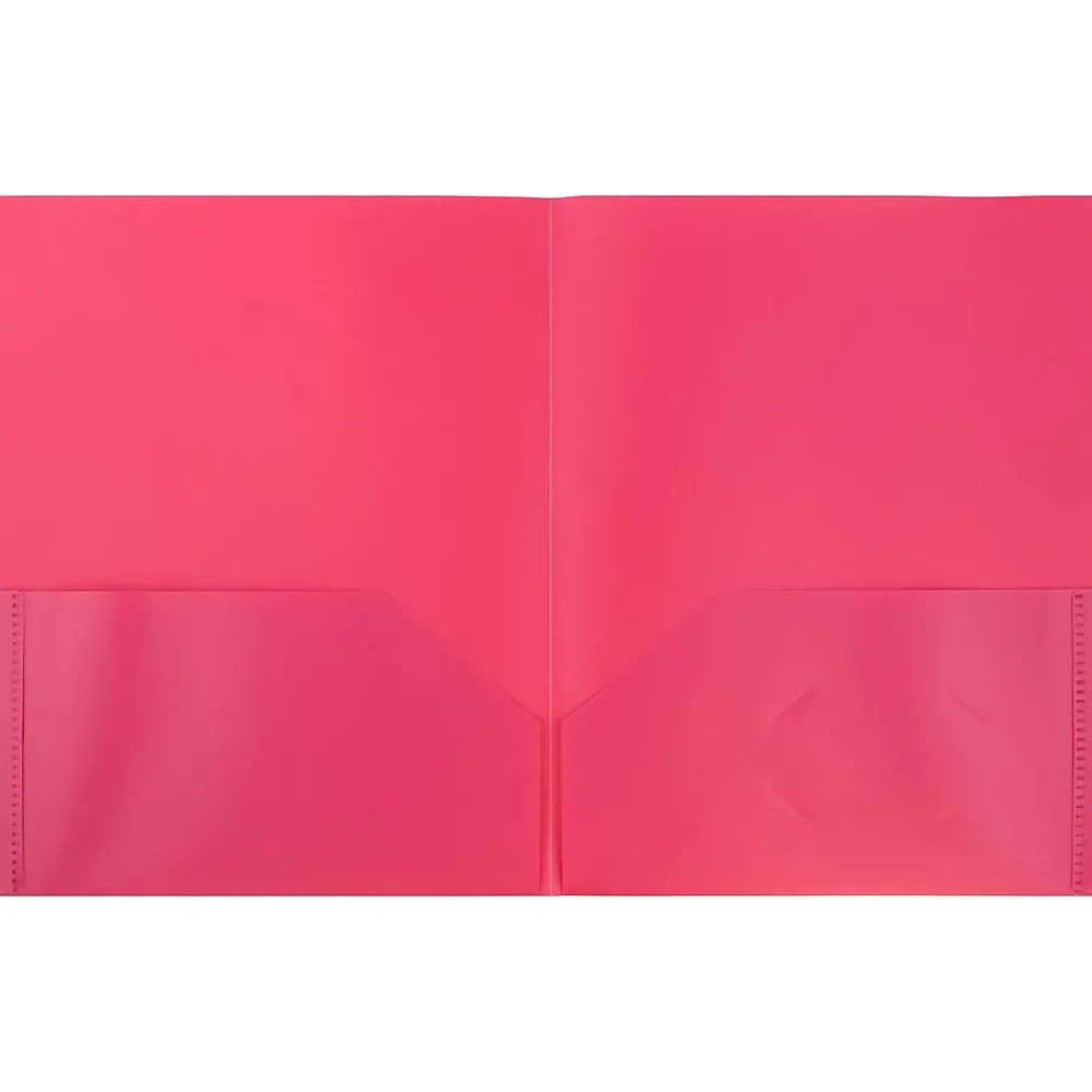 Pocket Folders|JAM Paper POP 2-Pocket Plastic Folders, Fuchsia Hot Pink, 6/Pack (382Efud)