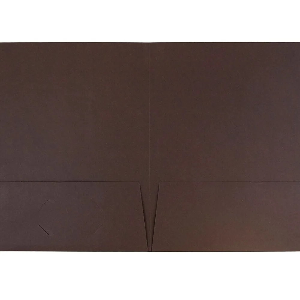 Pocket Folders|JAM Paper Two-Pocket Textured Linen Business Folders, Chocolate Brown, 50/Box(386LBRC)