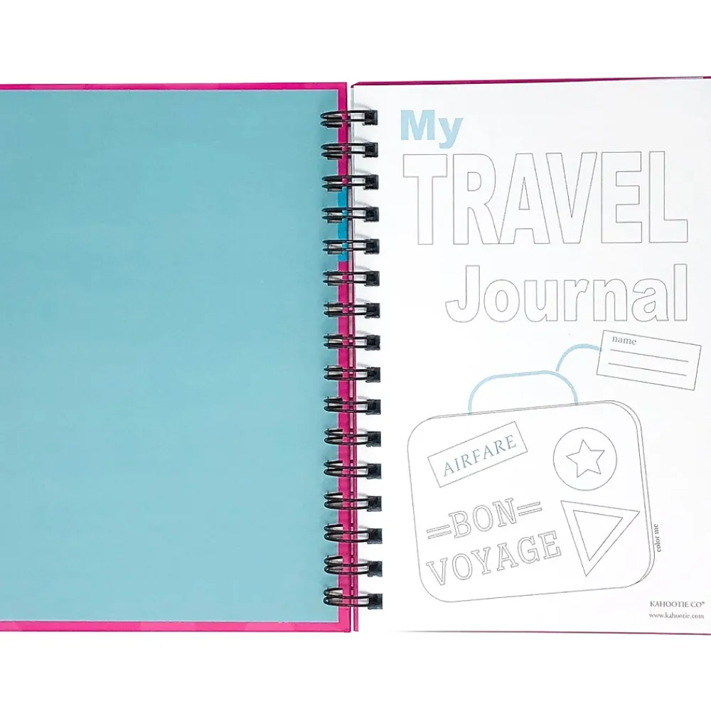 Journals|Kahootie Co. Travel Journal For Kids Hardcover Journal, 5.5" x 8.5", Wide Ruled, Pink, 60 Pages (TRAVP-H)