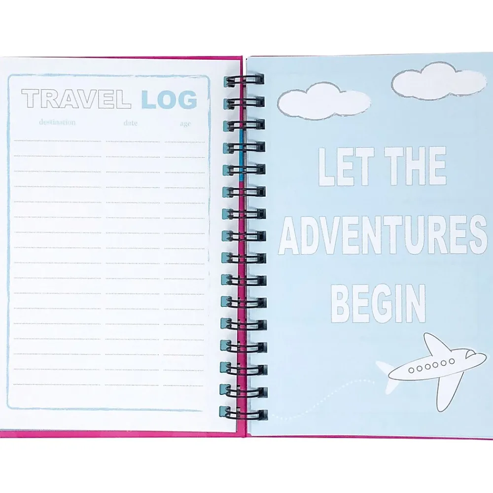 Journals|Kahootie Co. Travel Journal For Kids Hardcover Journal, 5.5" x 8.5", Wide Ruled, Pink, 60 Pages (TRAVP-H)