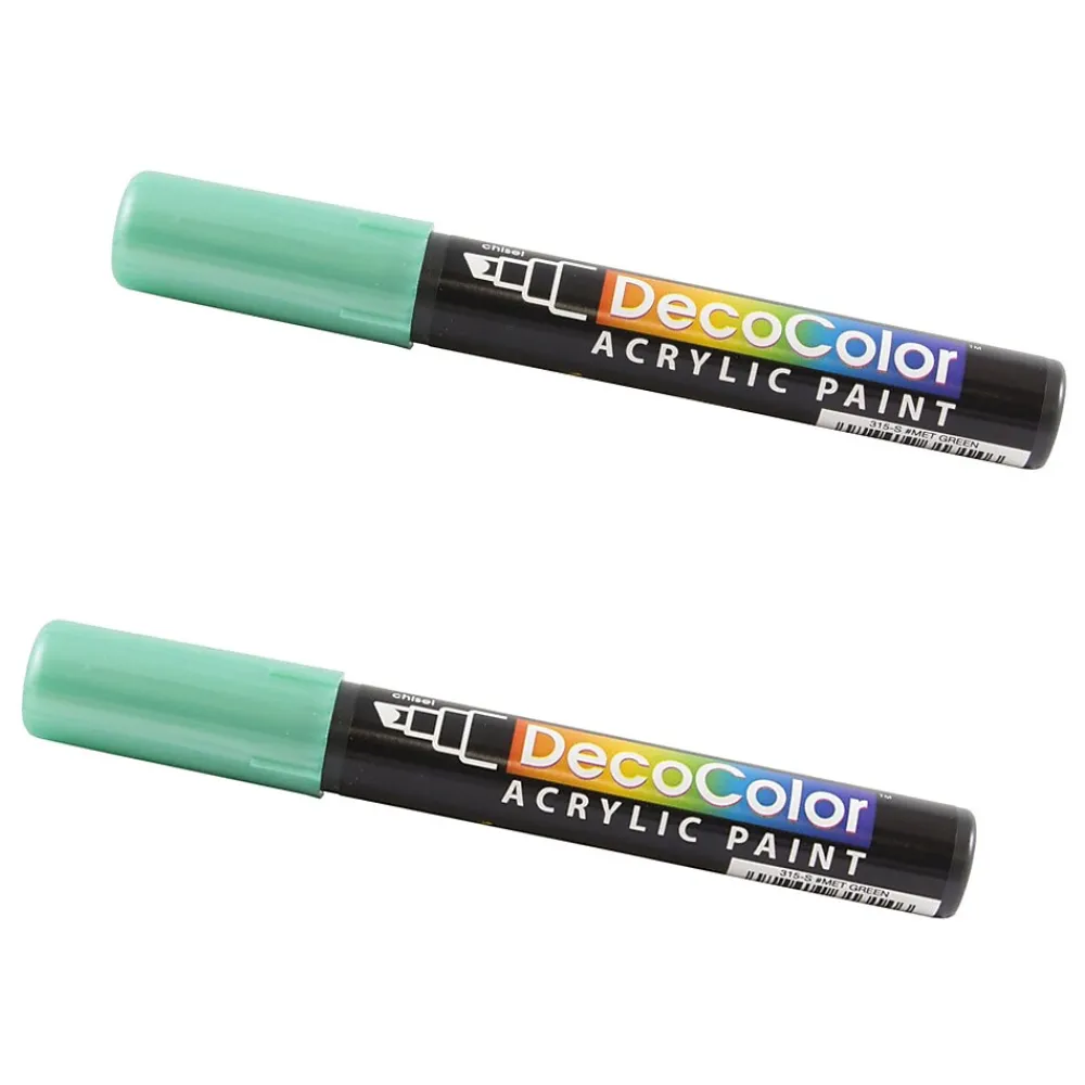 Markers|JAM Paper Marvy Uchida Acrylic Paint Markers, Chisel Tip, Metallic Green, 2/Pack (526315MGa)