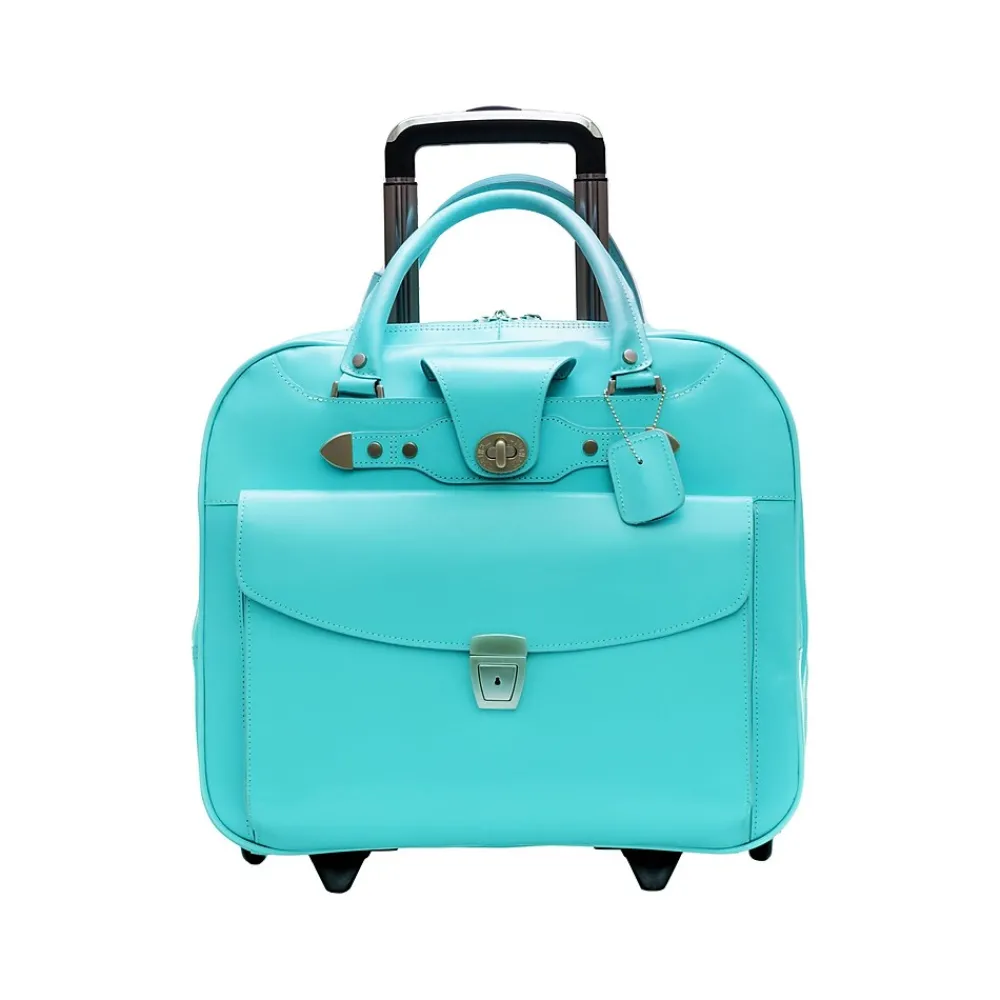 Laptop Bags|McKlein DENALI 15" Leather Laptop Bag, Aqua Blue (99708)