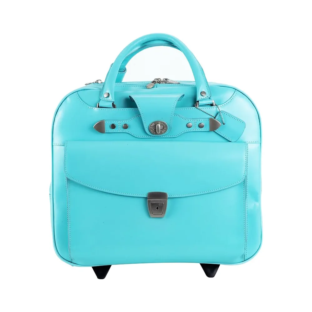 Laptop Bags|McKlein DENALI 15" Leather Laptop Bag, Aqua Blue (99708)